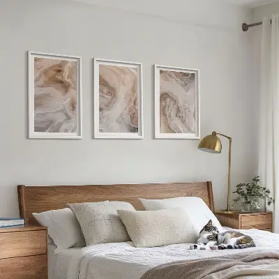 Set tablouri pentru dormitor cu texturi abstracte din marmură