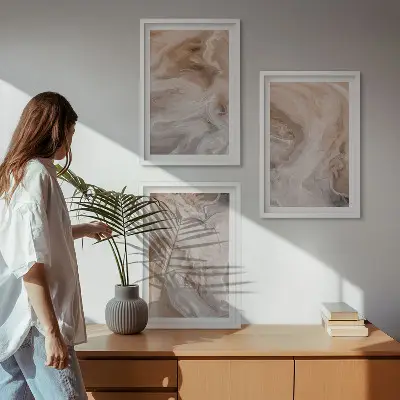 Set tablouri pentru dormitor cu texturi abstracte din marmură
