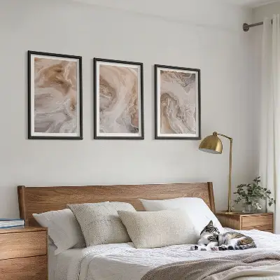 Set tablouri pentru dormitor cu texturi abstracte din marmură