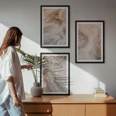 Set tablouri pentru dormitor cu texturi abstracte din marmură