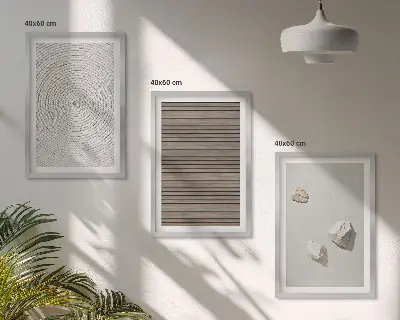 Set de tablouri pentru dormitor cu texturi naturale de lemn și piatră