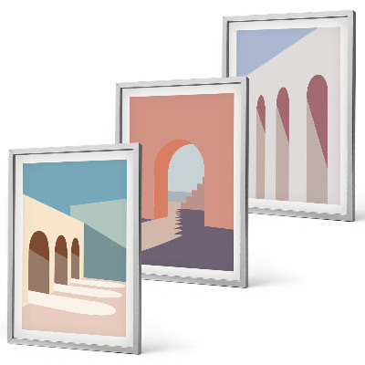 Set tablouri pentru dormitor Grafică arhitecturală pastelată