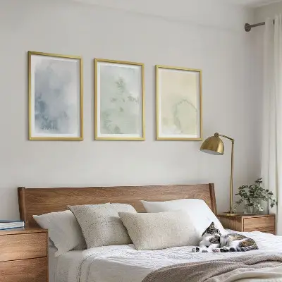 Set de tablouri pentru dormitor cu acuarele pastelate pe pânză