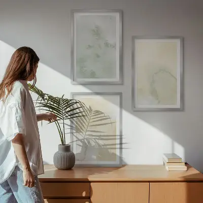 Set tablouri pentru dormitor cu texturi pastelate de acuarelă