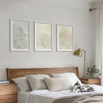 Set tablouri pentru dormitor cu texturi pastelate de acuarelă