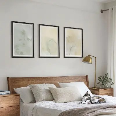 Set tablouri pentru dormitor cu texturi pastelate de acuarelă
