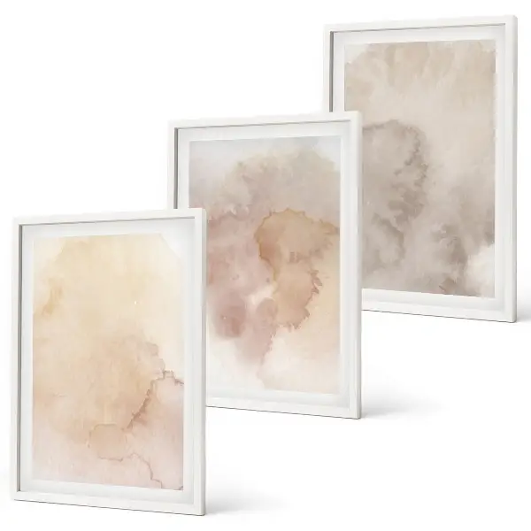 Set tablouri decorative cu texturi calde pastelate în acuarelă