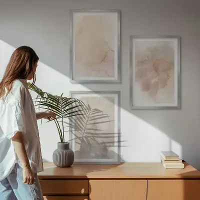 Set tablouri decorative cu texturi calde pastelate în acuarelă
