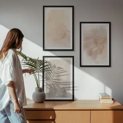Set tablouri decorative cu texturi calde pastelate în acuarelă