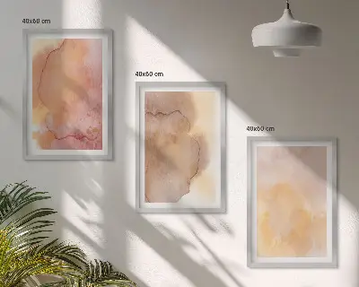 Set de tablouri pentru dormitor cu texturi calde și colorate în acuarelă