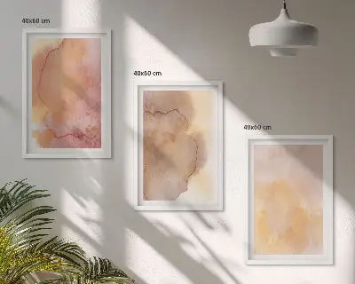 Set de tablouri pentru dormitor cu texturi calde și colorate în acuarelă