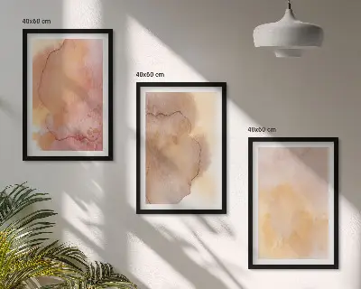 Set de tablouri pentru dormitor cu texturi calde și colorate în acuarelă