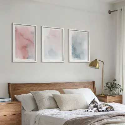 Set tablouri decorative cu acuarele pastelate pe pânză