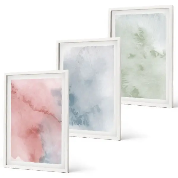 Set tablouri pentru dormitor cu structuri pastelate de acuarelă
