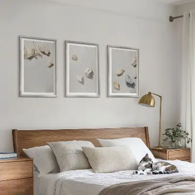 Set de tablouri decorative cu decorațiuni de plajă și pietre în stil boho