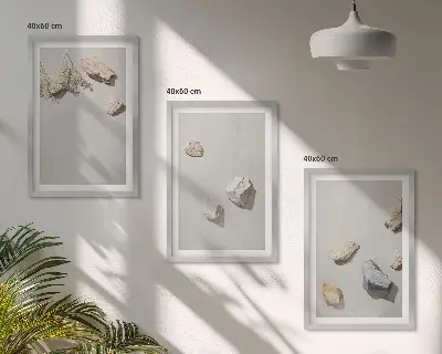 Set de tablouri decorative cu decorațiuni de plajă și pietre în stil boho