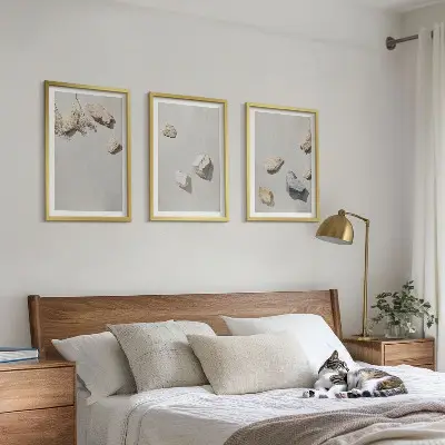 Set de tablouri decorative cu decorațiuni de plajă și pietre în stil boho