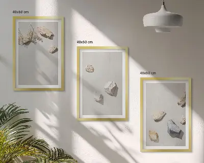 Set de tablouri decorative cu decorațiuni de plajă și pietre în stil boho