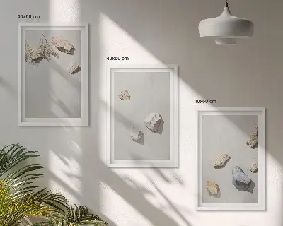 Set de tablouri decorative cu decorațiuni de plajă și pietre în stil boho