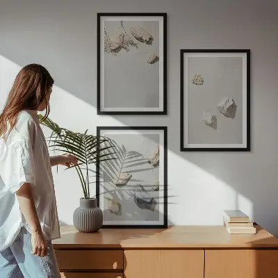 Set de tablouri decorative cu decorațiuni de plajă și pietre în stil boho