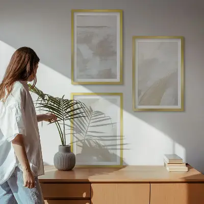 Set de tablouri decorative cu tușe abstracte de pensulă