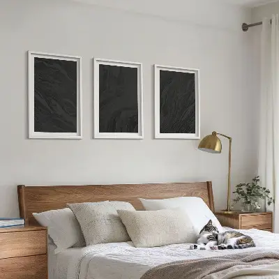 Set tablouri pentru dormitor cu texturi elegante din marmură închisă la culoare