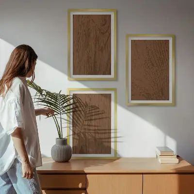 Set de tablouri pentru dormitor cu design minimalist și textură de lemn