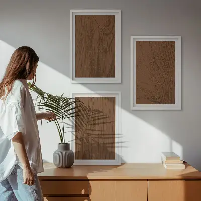 Set de tablouri pentru dormitor cu design minimalist și textură de lemn