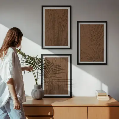Set de tablouri pentru dormitor cu design minimalist și textură de lemn