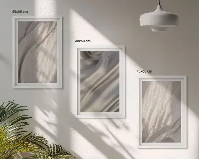 Set de tablouri decorative cu prim-plan de țesături naturale în stil boho