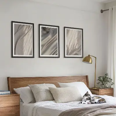Set de tablouri decorative cu prim-plan de țesături naturale în stil boho