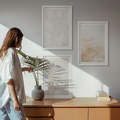 Set tablouri pentru dormitor cu texturi pastelate la modă