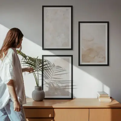 Set tablouri pentru dormitor cu texturi pastelate la modă