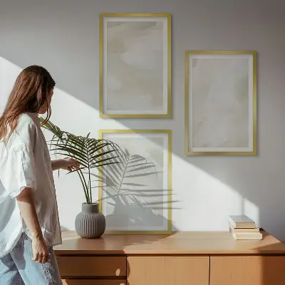 Set tablouri pentru dormitor cu vopsele strălucitoare abstracte în stil boho