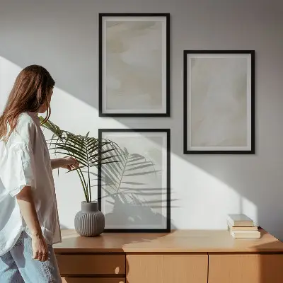 Set tablouri pentru dormitor cu vopsele strălucitoare abstracte în stil boho