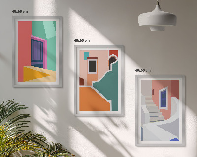 Set tablouri pentru dormitor Ilustrații colorate ale clădirilor