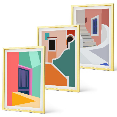 Set tablouri pentru dormitor Ilustrații colorate ale clădirilor
