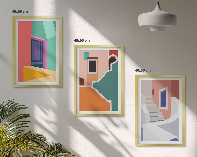 Set tablouri pentru dormitor Ilustrații colorate ale clădirilor