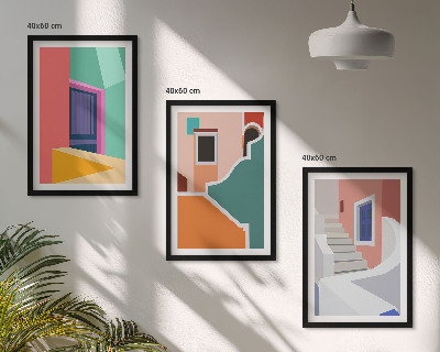 Set tablouri pentru dormitor Ilustrații colorate ale clădirilor
