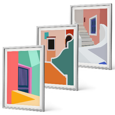 Set tablouri pentru dormitor Ilustrații colorate ale clădirilor