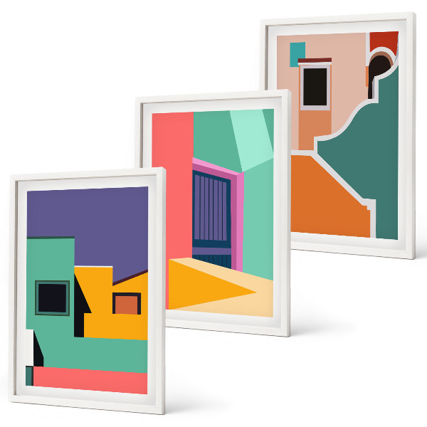 Set tablouri decorative Ilustrații colorate ale orașului