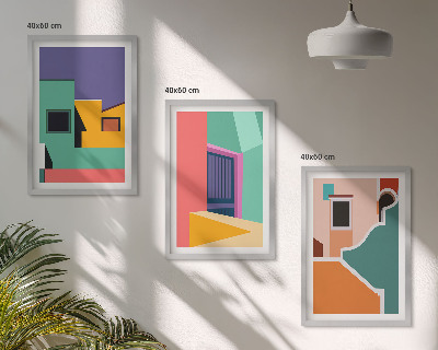Set tablouri decorative Ilustrații colorate ale orașului