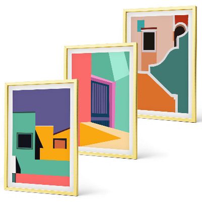 Set tablouri decorative Ilustrații colorate ale orașului