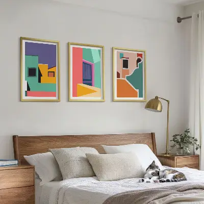 Set de tablouri decorative cu ilustrații colorate ale orașului
