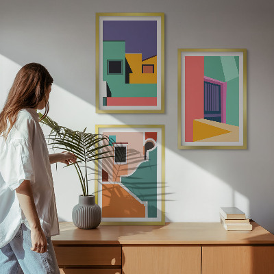 Set tablouri decorative Ilustrații colorate ale orașului