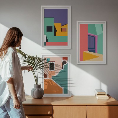 Set tablouri decorative Ilustrații colorate ale orașului