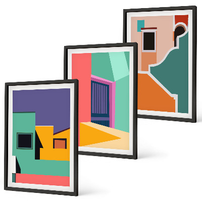 Set tablouri decorative Ilustrații colorate ale orașului