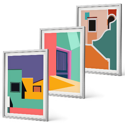 Set tablouri decorative Ilustrații colorate ale orașului
