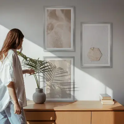Set de tablouri pentru dormitor cu texturi subtile în stil boho nature