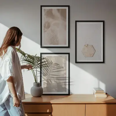 Set de tablouri pentru dormitor cu texturi subtile în stil boho nature